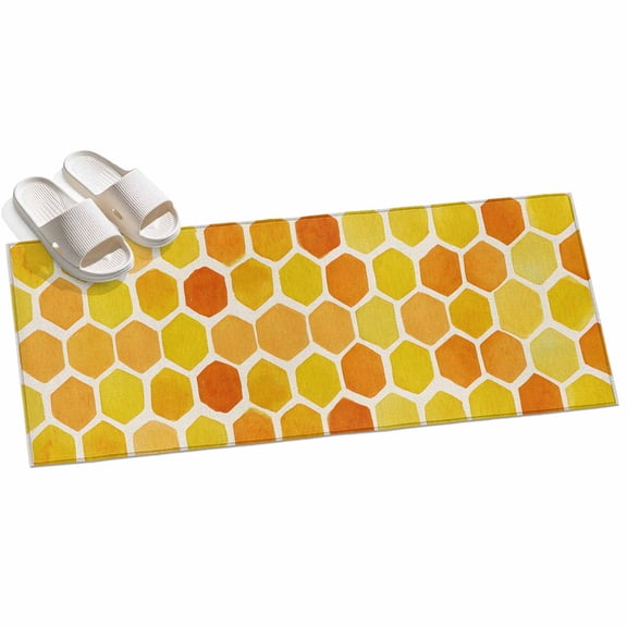 Orange Yellow Hexagon Hallway Runner Rug 2x6 Washable Non Slip Kitchen Runner Rug for Bedside Bathroom Summer Farmhouse Abstract Geometric Indoor Floor Carpet Area Rugs for Living Room Bedroom Office