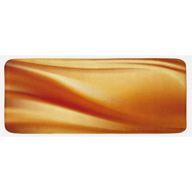 Orange and Yellow Kitchen Mat, Abstract Vivid Colors in Wavy Composition Fantasy Romantic Curves, Plush Decorative Kitchen Mat with Non Slip Backing, 47" X 19", Orange Yellow, by Ambesonne