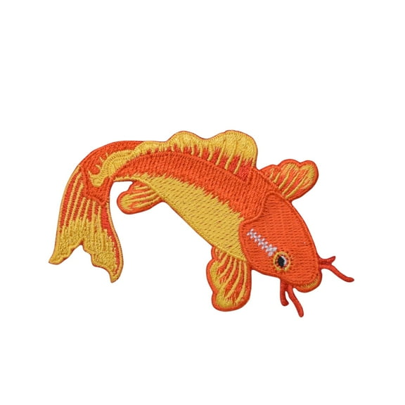 Orange/Yellow Koi Fish - Ornamental Carp - Iron On Embroidered Applique Patch