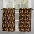 thumbnail image 1 of Orange Yellow Leaves Kitchen Curtains 63 Inches Long, Black Autumn Botanical Leaf Rod Pocket Window Curtains Panels for Bedroom/Bathroom/Nursery, Light Filtering Treatment Curtains Drapes 52"x63", 1 of 5
