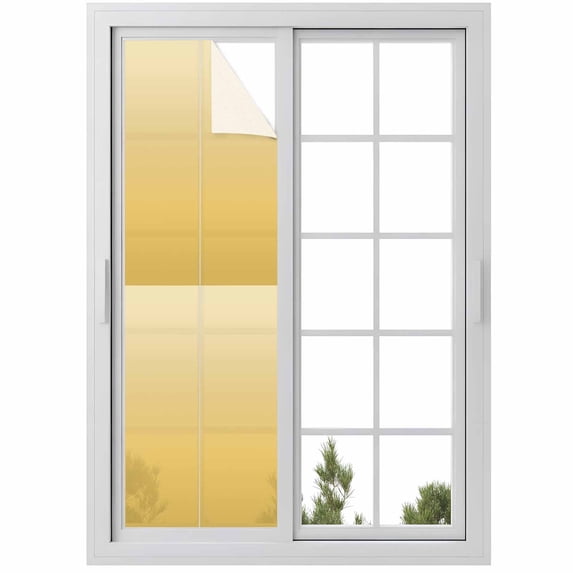Orange Yellow Ombre Window Privacy Film, Modern Abstract Art Gradient Aesthetics Static Cling UV Sun Blocking Heat Control Window Tint, Non-Adhesive One Way Windows Privacy Cover 17.7''x78.7''