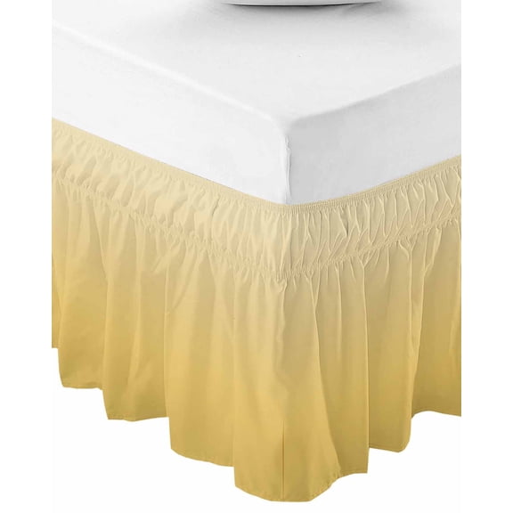 Orange Yellow Ombre Wrap Around Bed Skirts for Queen Bed 16" Drop,Bed Skirt with Adjustable Elastic Belt Dust Ruffle Bed Valance Hotel Modern Abstract Art Gradient Aesthetics Bed Frame Cover