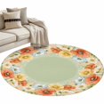 thumbnail image 1 of Orange Yellow Poppy Round Area&nbsp;Rug 3.3ft Watercolor Plant Non-Slip&nbsp;Washable Circle Rugs Soft Felt Indoor Floor Mat for Bedroom Kitchen Living Room Bathroom, 1 of 9