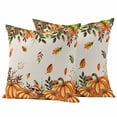 thumbnail image 1 of Orange Yellow Pumpkin Fall Outdoor Waterproof Pillow Covers, Thanksgiving Botanical Rustic Leaves Decorative Square Throw Pillowcase Sofa Cushion Sham for Patio/Couch/Chair, 24"x24" 2 Pack, 1 of 8