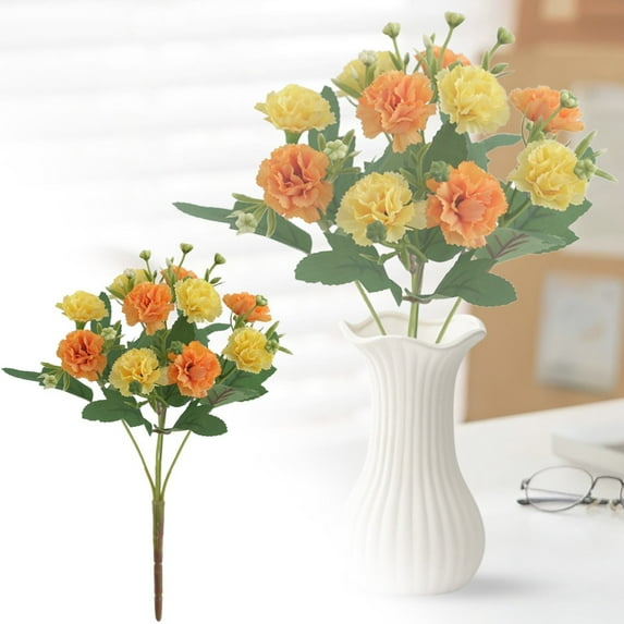 Orange & Yellow Realistic Artificial Hydrangea Bouquet - 29×12×3cm/11.41×4.72×1.18in Fake Flowers Bouquet, Artificial Flowers Indoor, Home Decor Floral Arrangement No Sunlight Required