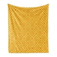 thumbnail image 1 of Orange and Yellow Soft Flannel Fleece Blanket, Geometrical Rhombus Grid Pattern with Stripes and Diamond Shapes, Cozy Plush for Indoor and Outdoor Use, 50" x 70", Orange and Yellow, by Ambesonne, 1 of 6