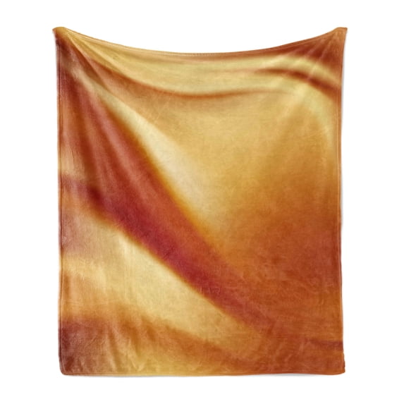 Orange and Yellow Soft Flannel Fleece Throw Blanket, Abstract Vivid Colors in Wavy Composition Fantasy Romantic Curves, Cozy Plush for Indoor and Outdoor Use, 50" x 70", Orange Yellow, by Ambesonne