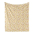 thumbnail image 1 of Orange and Yellow Soft Flannel Fleece Throw Blanket, Flowers and Leaves with Polka Dots, Cozy Plush for Indoor and Outdoor Use, 60" x 80", White Orange, by Ambesonne, 1 of 5