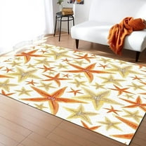 Orange And Yellow Starfish Area Rug, Summer Ocean Starfish Easy Clean Rug, Soft Non-Skid Carpet Throw Rug For Kids Teen Girls Boys Bedroom, Living Room Bathroom Office 3 x 4ft