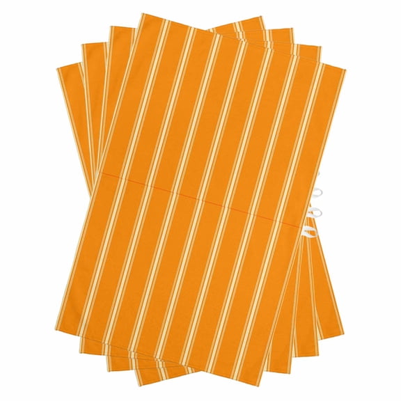 Orange Yellow Striped Kitchen Towels Set of 4, Water Absorbent Dish Towel, Country Autumn Abstract Vertical Stripes Decorative Hand Towels - Quick Drying Cloth for Cooking Baking, 18x28 Inch