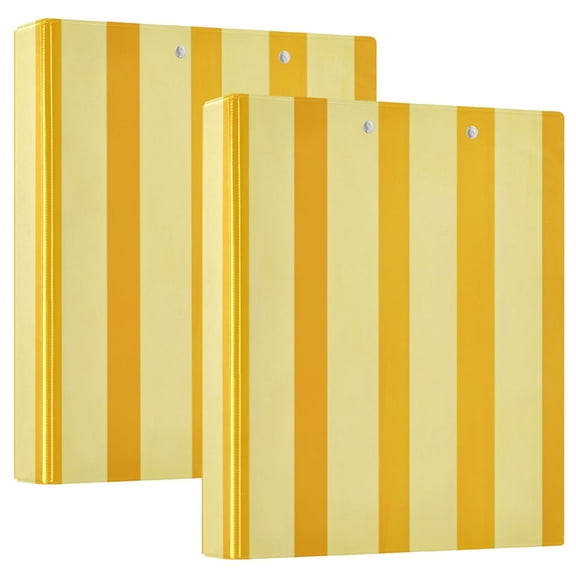 Orange Yellow Vertical Stripes Round Ring Binder 3 Rings 1.5" Capacity File Storage for A4 Size 1 Pack