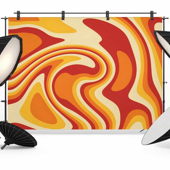 Orange Yellow Waves Photography Backdrop 7x5FT, Abstract Fantasy Pattern Modern Photo Backdrops, Background for Photography Studio Photo Studio Background, Back Drop for Photoshoot