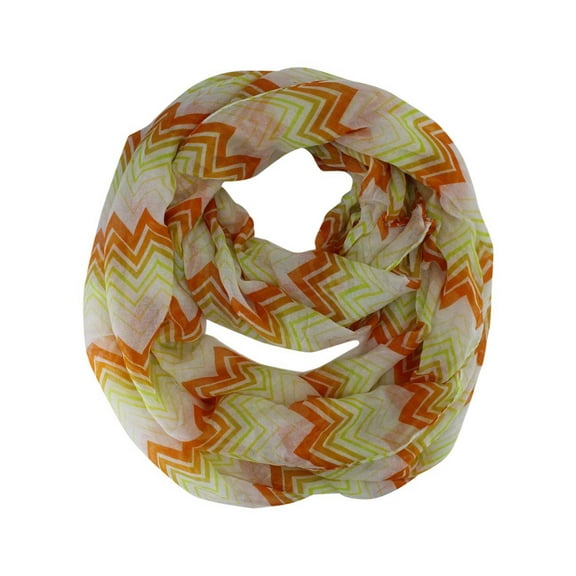 Orange Yellow & White Chevron Pattern Infinity Scarf