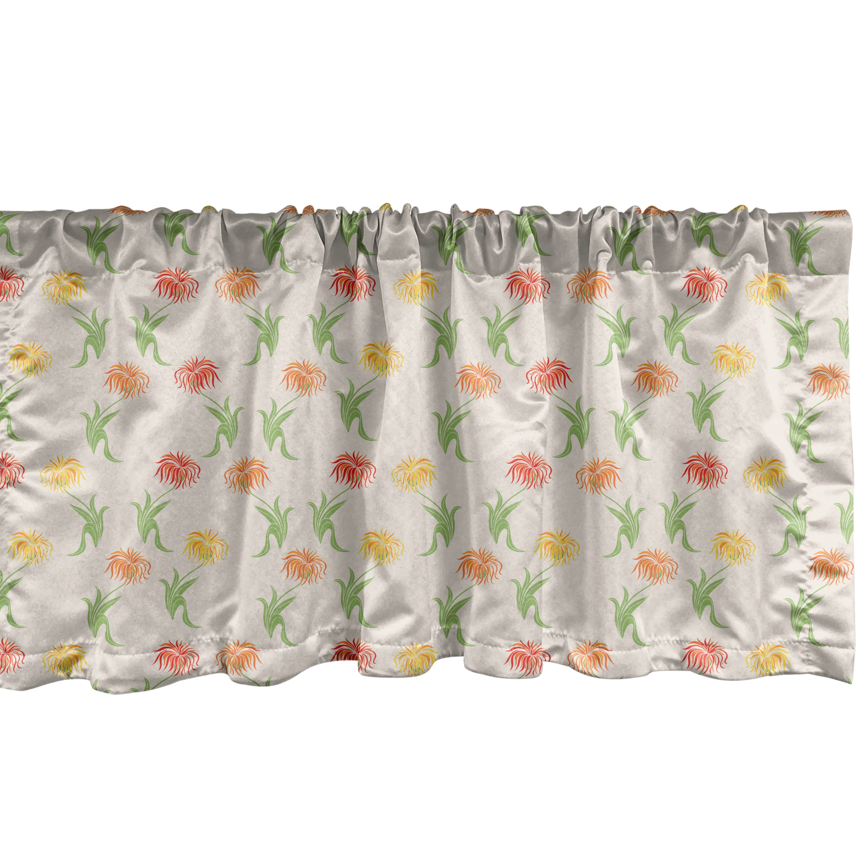 Ambesonne Floral Satin Polyester Light Filtering Valance Set