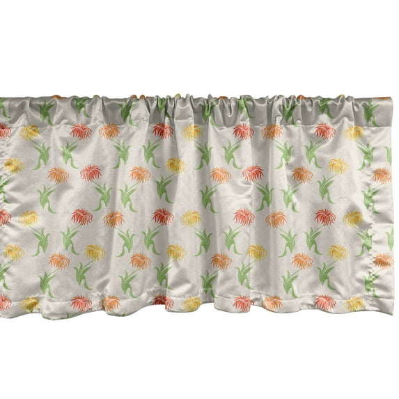 Ambesonne Orange and Yellow Valance Pack of 2, Aster Flowers Art, 54"X12", Pale Eggshell Multicolor