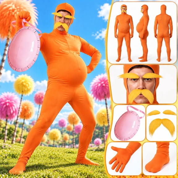 Orange Zentai Bodysuit Costume, Full Body Second Skin Suit Halloween Cosplay Jumpsuit with Open Face Hood