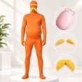 thumbnail image 1 of Orange Zentai Bodysuit Costume, Full Body Second Skin Suit Halloween Cosplay Jumpsuit with Open Face Hood, 1 of 8