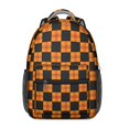 thumbnail image 1 of Orange and Black Checkered Pattern Backpack for School, Cute School Bag with Adjustable Shoulder Straps and Padded Back, 15.3"x11"x6.7", 1 of 5