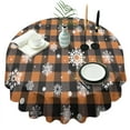 thumbnail image 1 of Orange and Black Plaid Christmas Snowflake Pattern Round Tablecloth 60"x60",Wrinkle Wipeable Table Cloth for Kitchen Dining Room Picnic Patio Party, 1 of 6