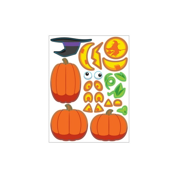 Orange and Black Pumpkin Face Stickers 6"