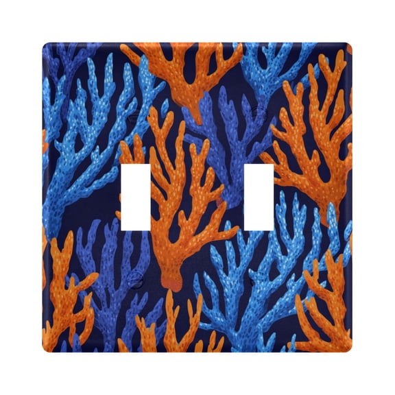Orange and Blue Corals Light Switch Cover Electrical Outlet Cover Replaceable Wall Plates 2-Gang