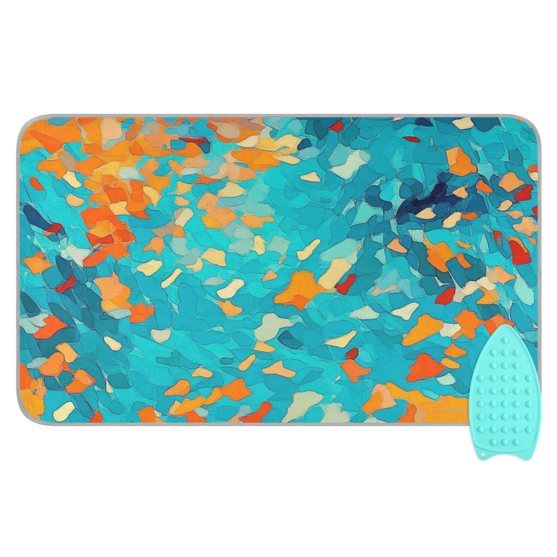 Orange and Blue Vibrant Vector Illustration Ironing Mat Blanket for Table Top Travel Portable Ironing Board Pad 47.2x27.6 Inch