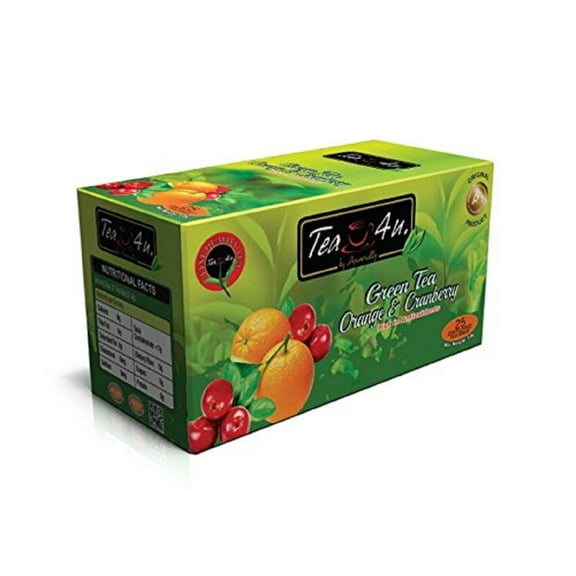 Orange and Cranberry Green Tea, Tea4u from Sri Lanka, 25 Tea Bags