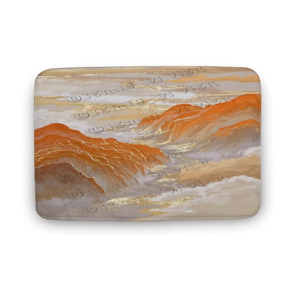 Orange and Gold Mountain Bathroom Rug - Stylish Non-Slip Bath Mat, 20" x 32"