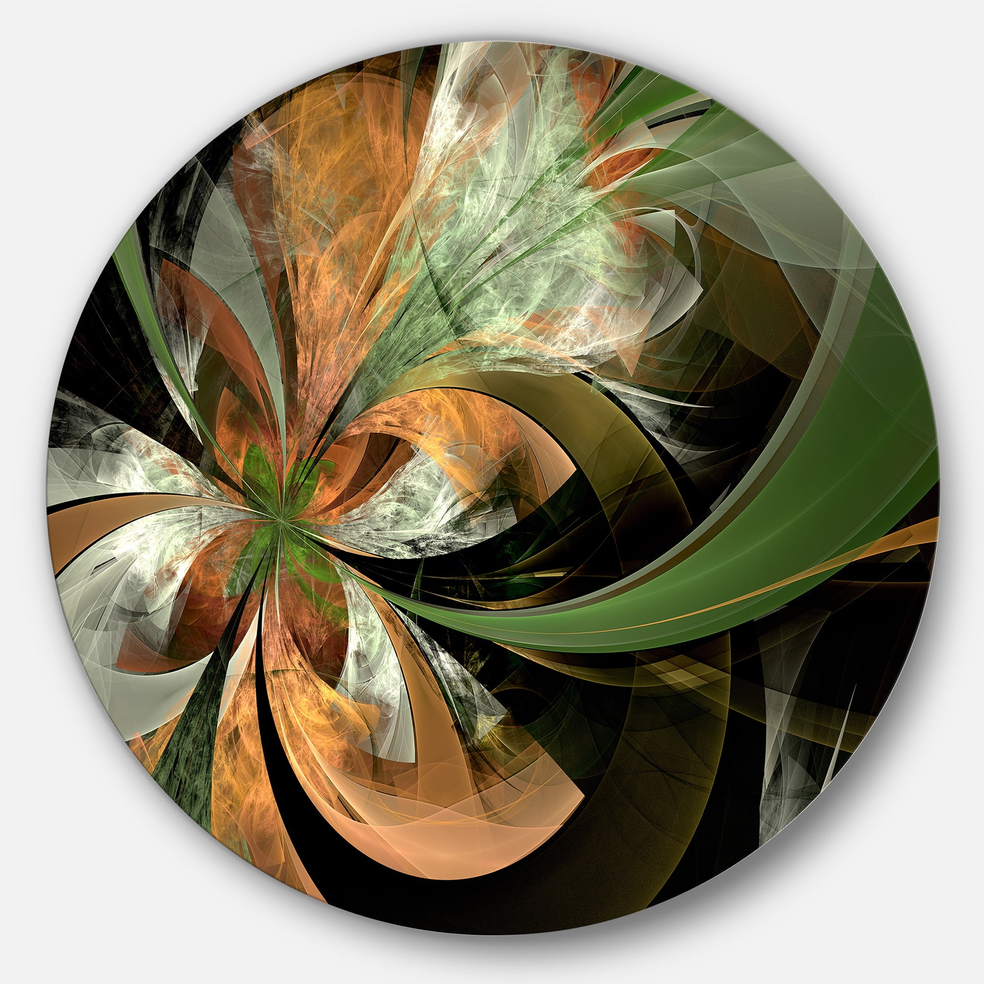 Orange and Green Fractal Flower' Graphic Art Print on Metal