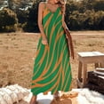 thumbnail image 1 of Orange and Green Wavy Rattler Pattern Sleeveless Dress Long veiled dresses Woman clothing, 1 of 6