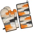 thumbnail image 1 of Orange and Grey Abstract Art Artwork Kitchen Oven Mitt and Pot Holder Sets 4 Pcs for Baking, Cooking and Grilling, Heat Resistant Up To 392 °F, 1 of 7