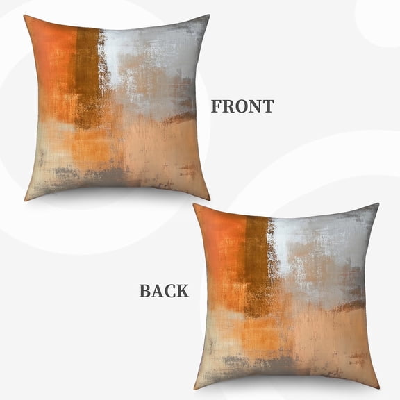Orange and Grey Throw Pillow Covers 18x18 Abstract Art Painting Modern Decorative Pillow Covers Throw Pillows for Couch Sofa Bedroom,Set of 2