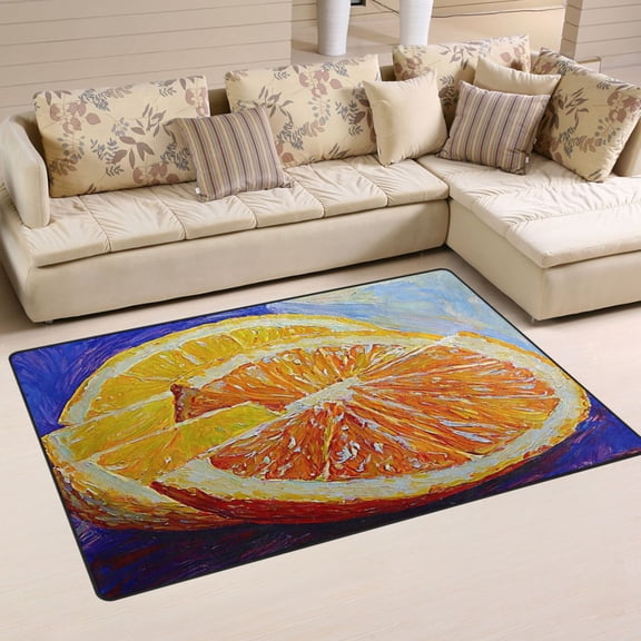 Orange and Lemon Soft Polyester Area Rug 60''x39'', Non Slip, Memory Foam, Water Absorbent