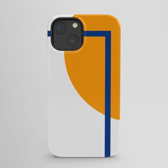 Orange and Navy Geometric Arc Tough iPhone Case, Dual-Layer Polycarbonate and TPU