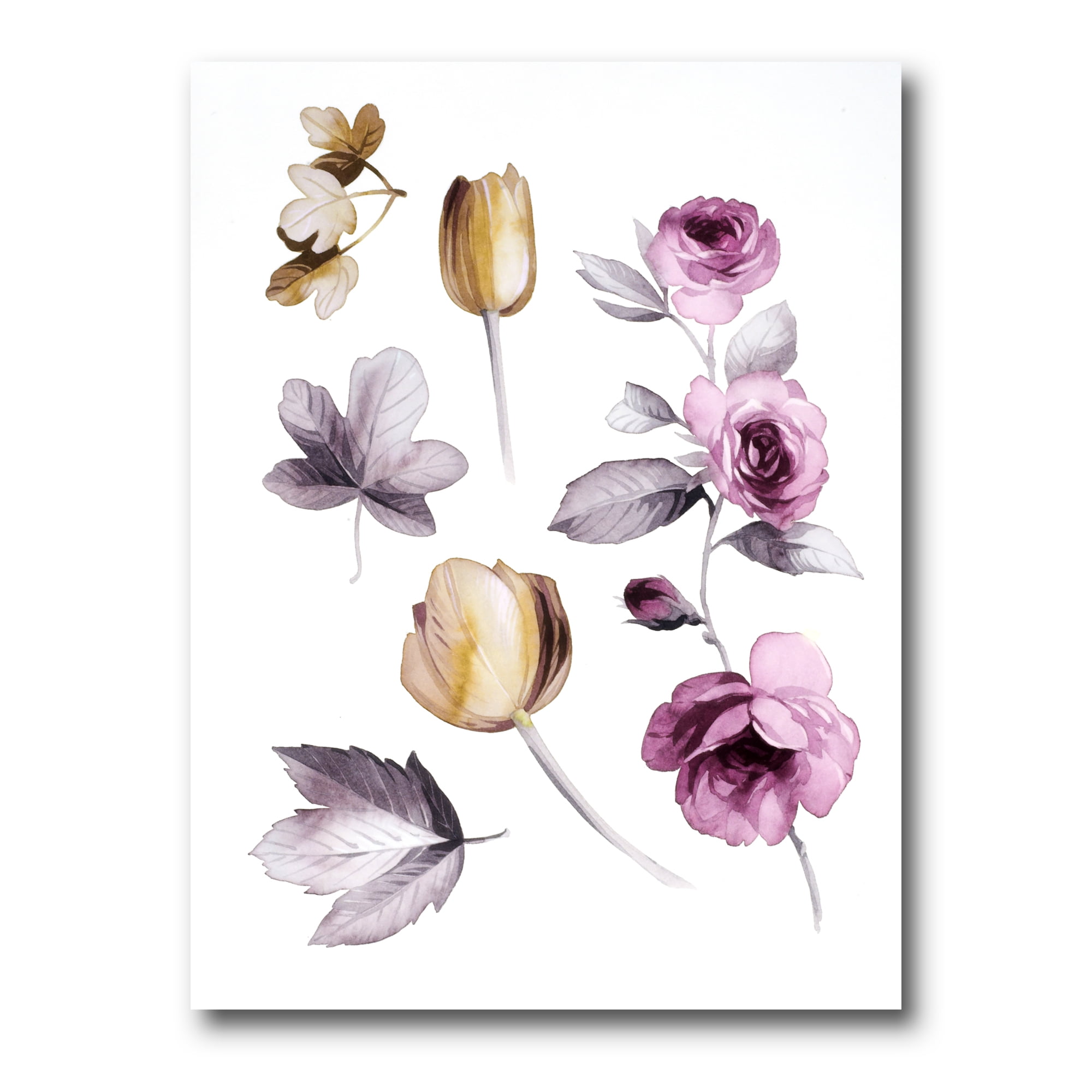 Orange and Pink Wildflowers 8 in x 12 in Painting Canvas Art Print, by Designart