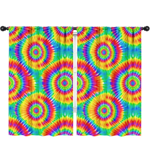 Orange and Purple Tie Dye Pattern Insulated Teens Curtains Set Of 2, Bedroom Essentials, Toddler Room Decor 52x84in(132x213cm)