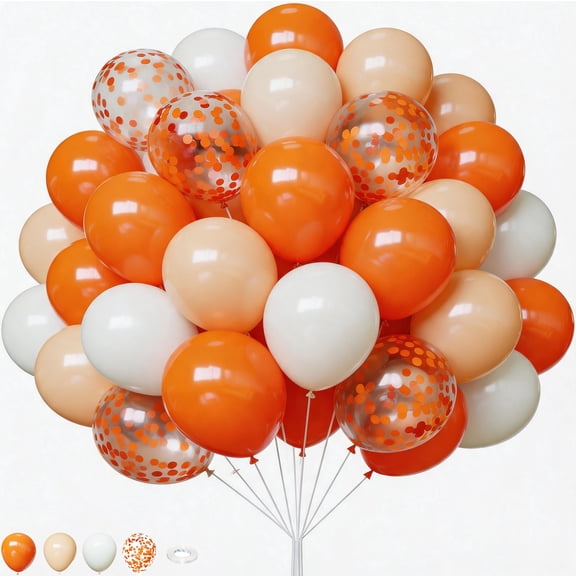 Orange and White Balloons, 67pcs 12 Inch Sand White and Orange Confetti Balloons for Baby Shower Birthday Party Decorations