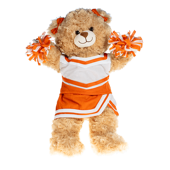 Orange and White Cheer Uniform for 1418 Inch Plush Doll, Team Dress Up Outfit