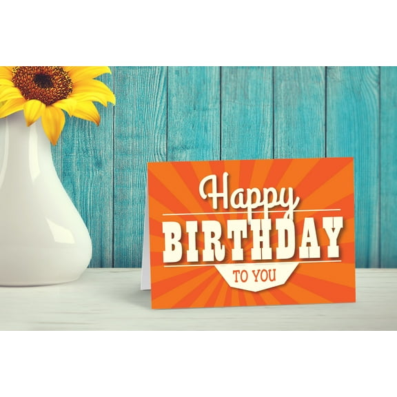 Orange and White Happy Birthday Card - Birthday - 10 Count Boxed Set Birthday Cards
