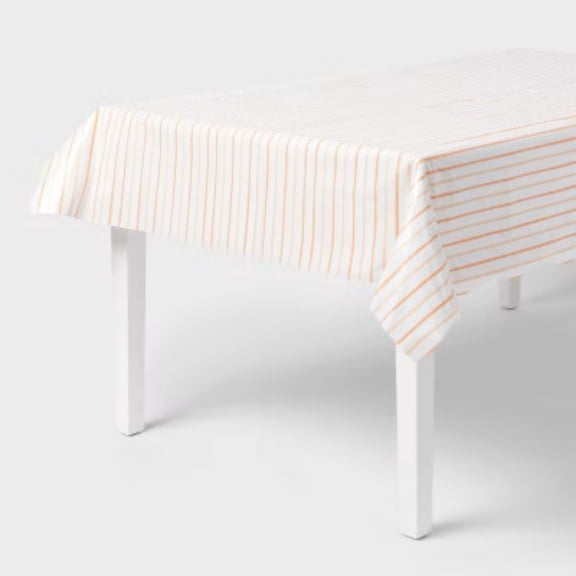 Orange and White Striped Print Table Cover 1ct - Spritz