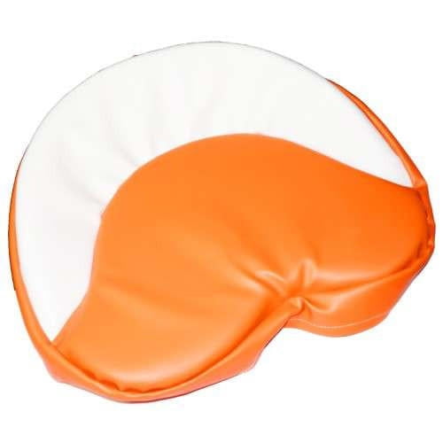 Orange and White Tractor Seat Pad Cushion 19"