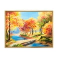 thumbnail image 1 of Orange and Yellow Trees By The Riverside 32 in x 16 in Framed Painting Canvas Art Print, by Designart, 1 of 5