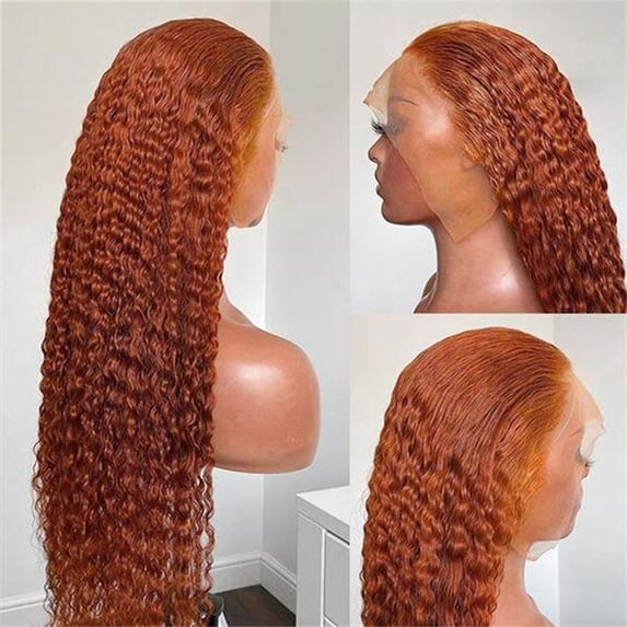 Orange color Synthetic Hair Glueless Soft 26 Inch Kinky Curly 180%Density|Lace Front Wig | Preplucked Baby Hair & Heat Resistant | Daily Wig for Women)