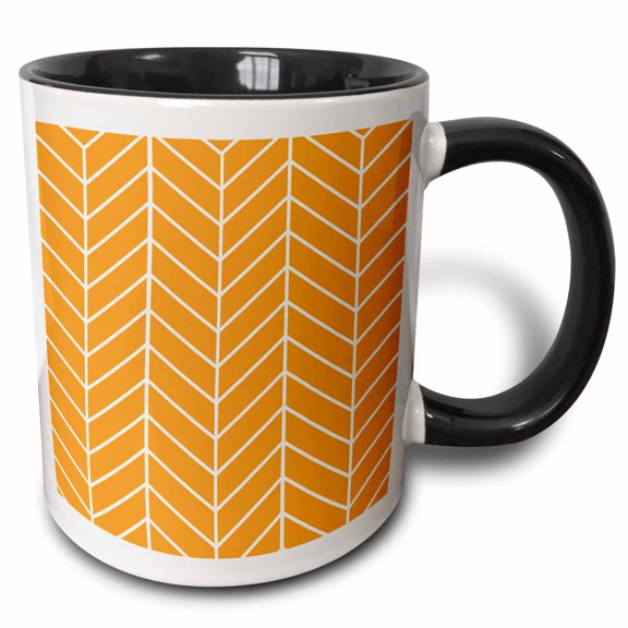 Orange herringbone - dark chevron arrow feather inspired pattern 11oz Two-Tone Black Mug mug-179825-4
