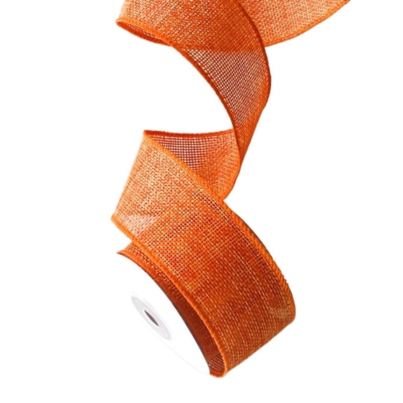 Orange imitation hemp Ribbon Wired, 4cm x 5 Yards Burlap Fabric Ribbon for Spring Easter Crafts, Outdoor Decoration, Wreath, Bows, Gift Wrapping