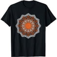 thumbnail image 1 of Orange kaleidoscope-art Mandala Geometry Gaia Yoga Mantra T-Shirt, 1 of 5
