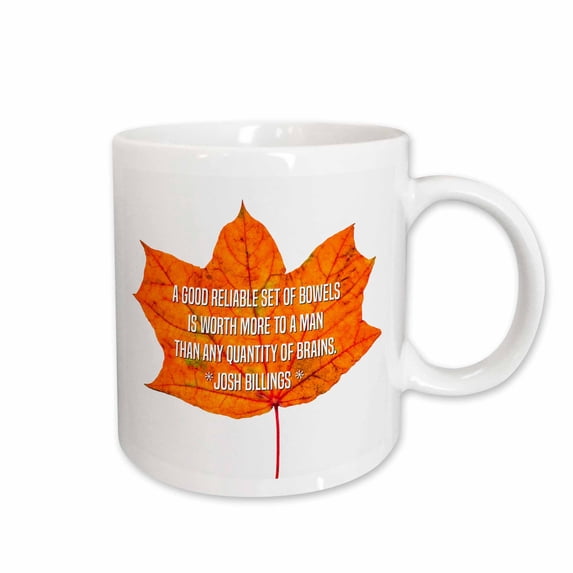 Orange maple leaf and the text A good reliable set of bowels is worth 15oz Mug mug-302397-2