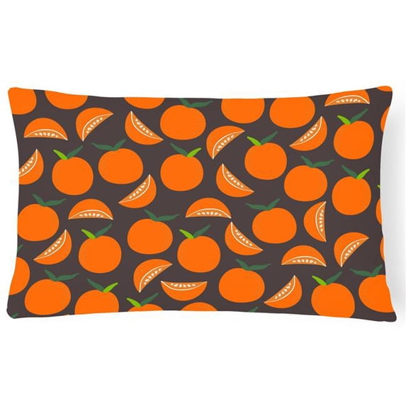 Orange on Grey Canvas Fabric Decorative Pillow