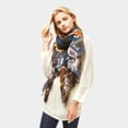 thumbnail image 1 of Orange, pink, green, taupe, blue multi colored snake skin and chain print scarf, 1 of 5