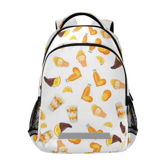 Orange soda summer pattern Backpack with Chest Strap, Laptop Backpack, Travel Hiking Rucksack, Knapsack